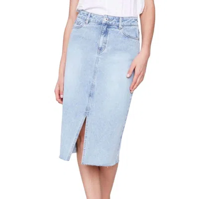 Charlie B Frayed Hem Denim Skirt In Denim In Blue