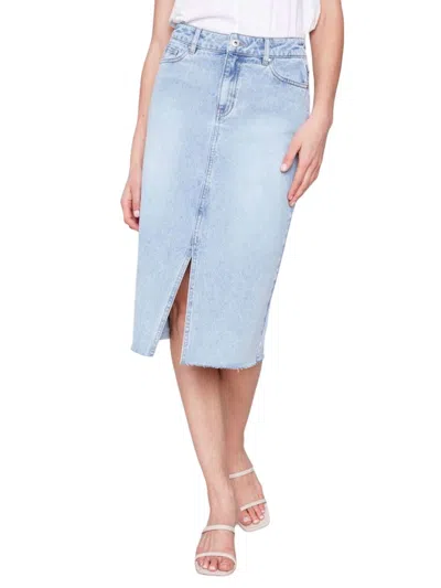 Charlie B Frayed Hem Denim Skirt In Multi
