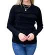 Charlie B Fringe Crew Neck Sweater In Black In Black