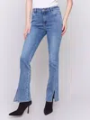Charlie B Front Slit Jeans In Medium Blue
