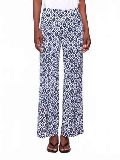 Charlie B Front Slits Printed Wide Leg Pants In Arabesque In Blue