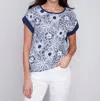 Charlie B Front Tie Shirt In Navy Floral