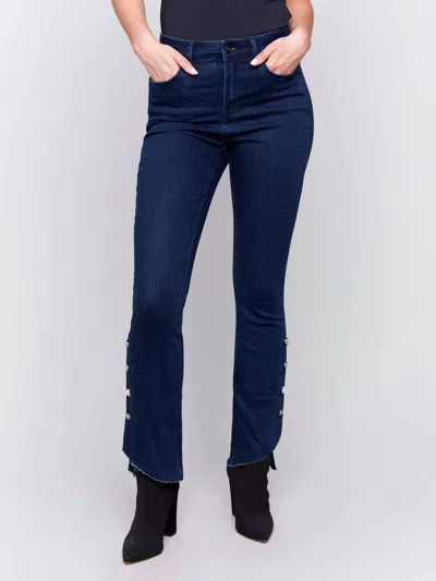 Charlie B Gem Button Bootcut Leg Jeans In Blue Black