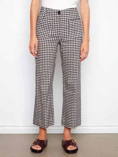 Charlie B Gingham Cropped Linen Blend Pants In Vichy Checkered In Multi