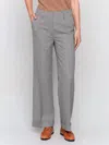 Charlie B Glen Check Plaid Flare Pants In Terracotta In Brown