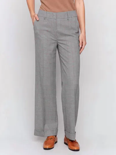 Charlie B Glen Check Plaid Flare Pants In Terracotta In Brown