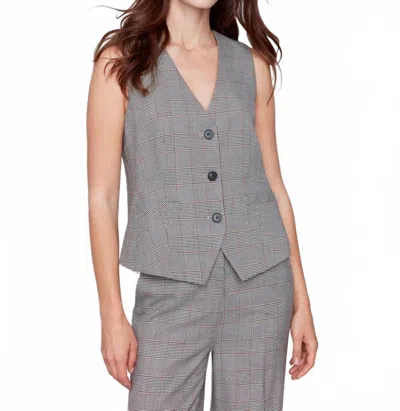 Charlie B Glen Plaid Suit Vest In Terracotta In Gray