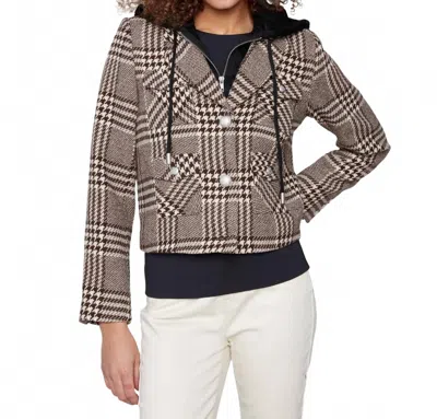 Charlie B Glenn Plaid Hooded Jacket In Mocha In Multi