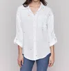 Charlie B Gold Hearts Button Up In White In White