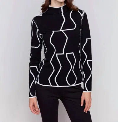 Charlie B Gutsy Knit Mock Neck Sweater In Black