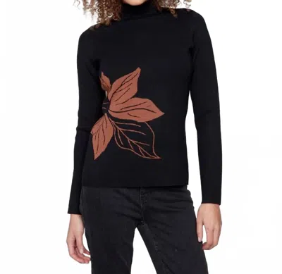 Charlie B Gutsy Knit Reversible Mock Neck Sweater In Cacao In Black