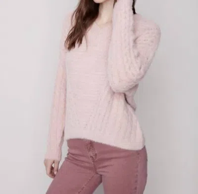 Charlie B Hairy Space Dye Sweater In Powder In Pink