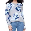 Charlie B Fuzzy Floral Jacquard Sweater In Grey In Grey