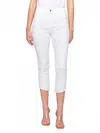 Charlie B Hi Lo Raw Edge Hem Jeans In White In Multi