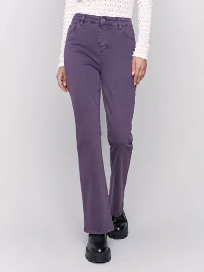 Charlie B High Rise Bootcut Pants In Plum In Pink