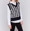 Charlie B Houndstooth V-neck Fooler Vest In Multi In Multi
