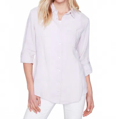 Charlie B Jacquard Blouse In Lavender In White