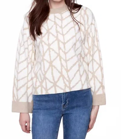 Charlie B Jacquard Knit Sweater In Ecru In White
