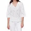 Charlie B Johnny Collar Pointelle Sweater In White