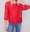 Charlie B June Three-quarter Top In Red In Red