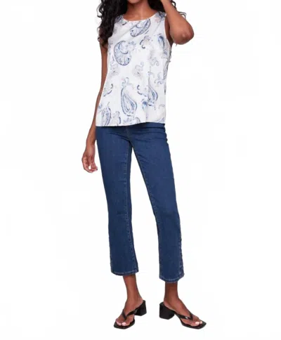 Charlie B Keyhole Back Print Top In Ivory In White