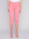 Charlie B Knee High Capri Twill Pants In Flamingo In Pink