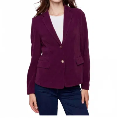 Charlie B Knit Corduroy Blazer In Mulberry In Red