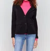 Charlie B Knit Corduroy Blazer With Hood In Black In Black
