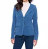 Charlie B Knit Corduroy Blazer With Hood In Denim In Multi