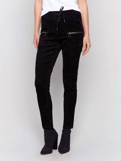Charlie B Knit Corduroy Jogger In Black