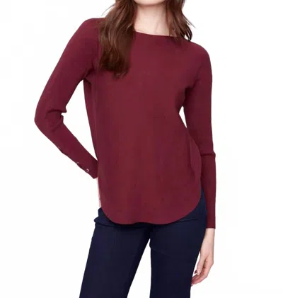 Charlie B Knit Sweater With Lace-up Cuffs In Cabernet In Burgundy