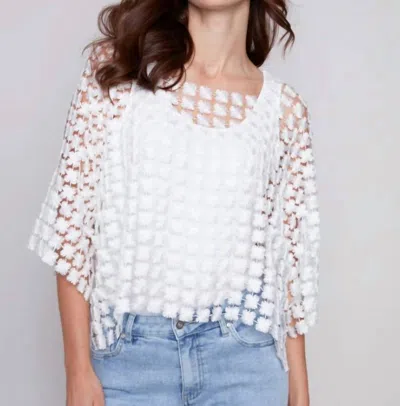 Charlie B Lace Flower Embroidery Blouse In White