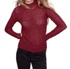 Charlie B Lace Mock Neck Top In Cabernet In Red