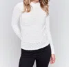 Charlie B Lace Mock Neck Top In Ecru In White