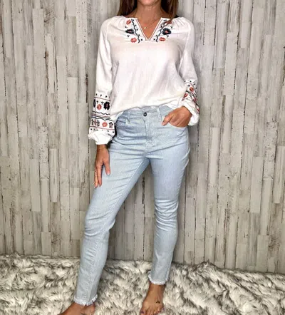 Charlie B Laredo Pin Stripe Ankle Jean In Denim In Blue