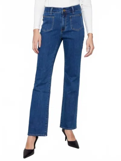 Charlie B Leg Stretch Denim Pants With Patch Pockets In Medium Blue