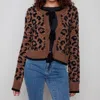 Charlie B Leopard Bow Tie Cardigan In Multi In Multi