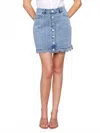 Charlie B Scalloped Hem Button-front Denim Skort In Light Blue In Blue