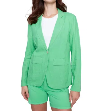 Charlie B Light Linen Blend Blazer In Emerald In Gold