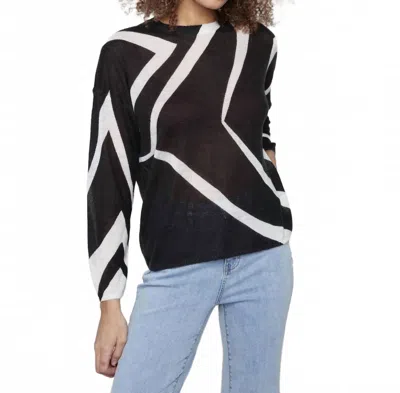 Charlie B Lightweight Knit Sweater In Blk/ecru In Black
