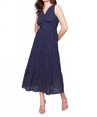 Charlie B Lined Long Dress In Navy In Blue