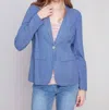 Charlie B Linen Blazer In Denim In Multi