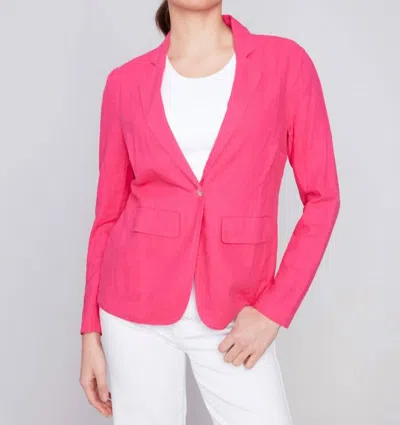 Charlie B Linen Blazer In Punch In Pink