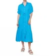 Charlie B Linen Blend Button-front Shirt Dress In Lagoon