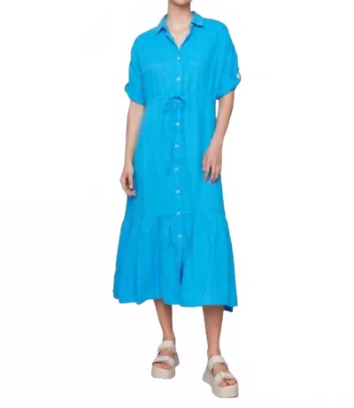 Charlie B Linen Blend Button-front Shirt Dress In Lagoon