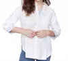 Charlie B Linen Blend Drop Shoulder Shirt With Striped Cuffs In White In White