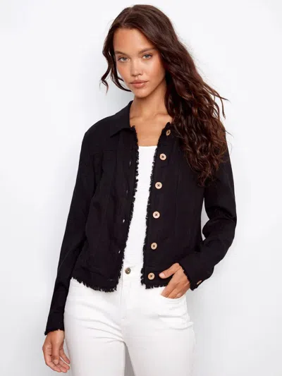 Charlie B Linen Blend Jacket In Black