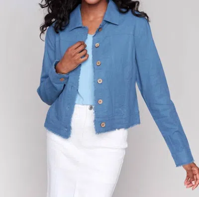 Charlie B Linen Blend Jacket In Denim
