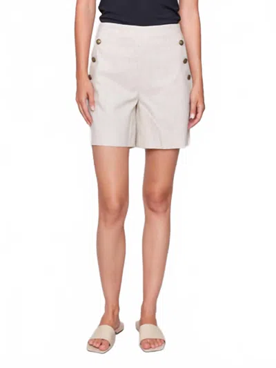 Charlie B Linen Blend Stretch Shorts With Button Detail In Natural