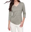 Charlie B Linen Blend V-neck Top In Celadon